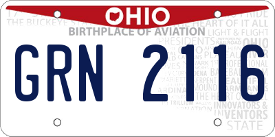OH license plate GRN2116
