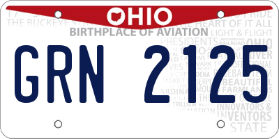 OH license plate GRN2125
