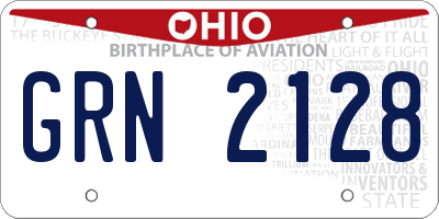 OH license plate GRN2128