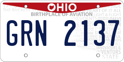 OH license plate GRN2137