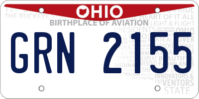 OH license plate GRN2155