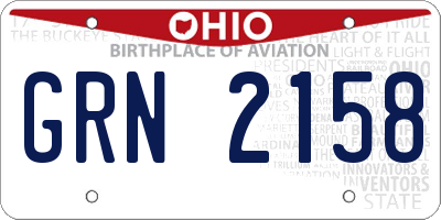 OH license plate GRN2158