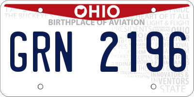 OH license plate GRN2196