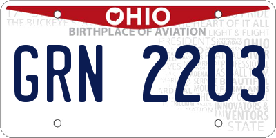 OH license plate GRN2203