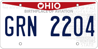 OH license plate GRN2204