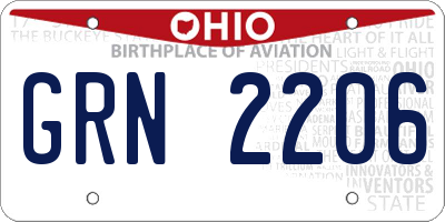 OH license plate GRN2206