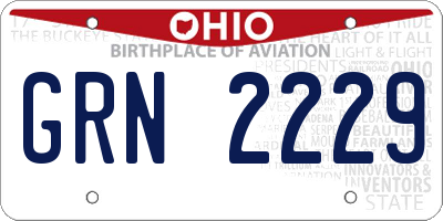 OH license plate GRN2229