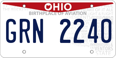 OH license plate GRN2240