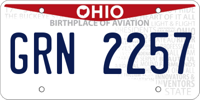 OH license plate GRN2257