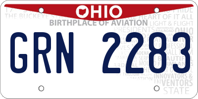 OH license plate GRN2283