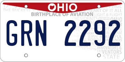 OH license plate GRN2292