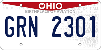 OH license plate GRN2301