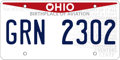 OH license plate GRN2302