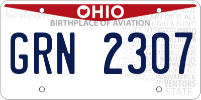 OH license plate GRN2307