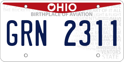 OH license plate GRN2311