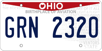 OH license plate GRN2320