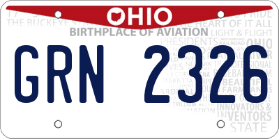 OH license plate GRN2326
