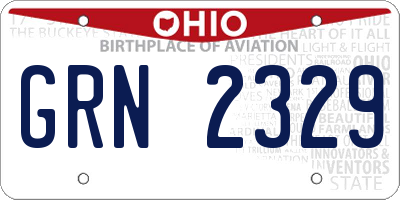 OH license plate GRN2329