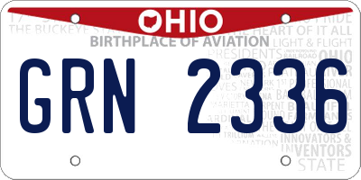 OH license plate GRN2336