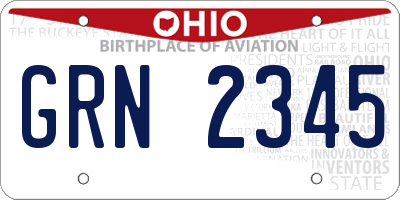 OH license plate GRN2345