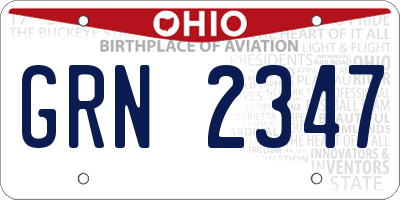 OH license plate GRN2347