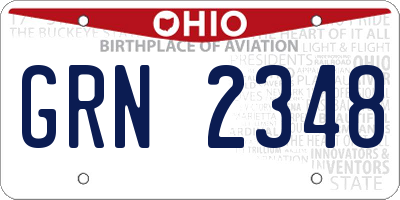 OH license plate GRN2348