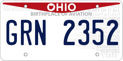 OH license plate GRN2352