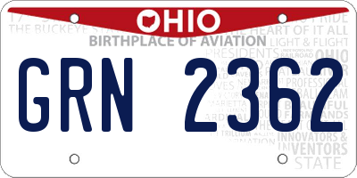 OH license plate GRN2362