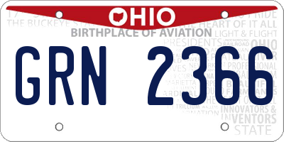 OH license plate GRN2366
