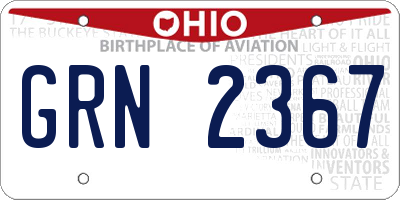 OH license plate GRN2367