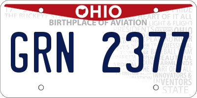 OH license plate GRN2377