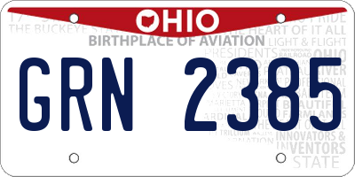 OH license plate GRN2385