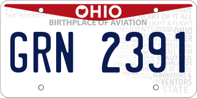 OH license plate GRN2391
