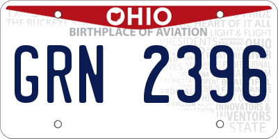 OH license plate GRN2396