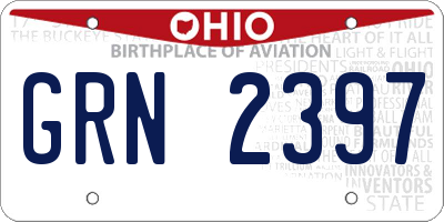 OH license plate GRN2397
