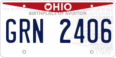 OH license plate GRN2406