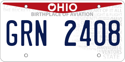 OH license plate GRN2408