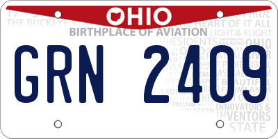 OH license plate GRN2409