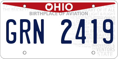 OH license plate GRN2419
