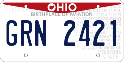 OH license plate GRN2421