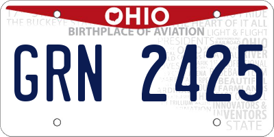 OH license plate GRN2425