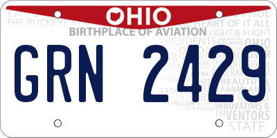 OH license plate GRN2429