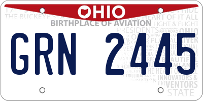 OH license plate GRN2445