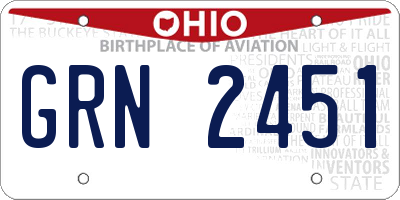 OH license plate GRN2451