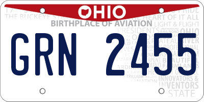 OH license plate GRN2455