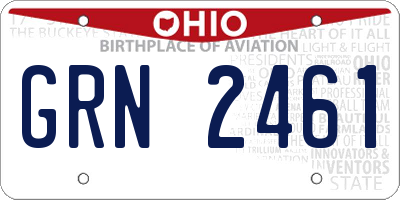 OH license plate GRN2461