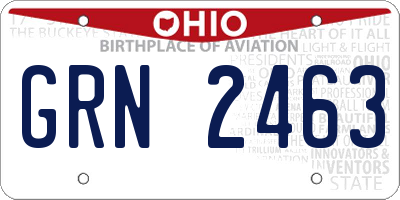 OH license plate GRN2463