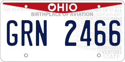 OH license plate GRN2466