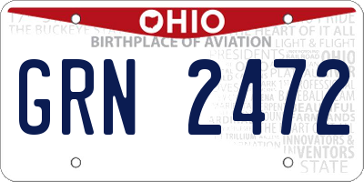 OH license plate GRN2472