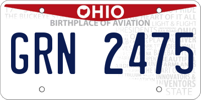 OH license plate GRN2475